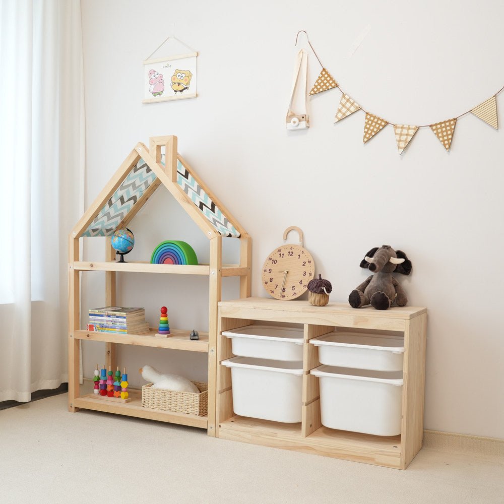 Little House Shelf｜Montessori Solid Wood Storage Set - Nidokid