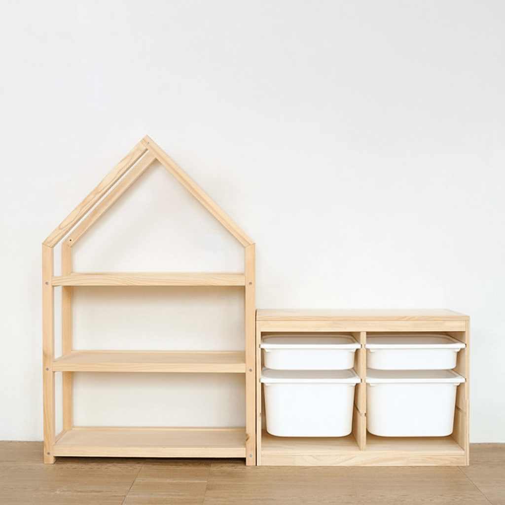 Little House Shelf｜Montessori Solid Wood Storage Set - Nidokid