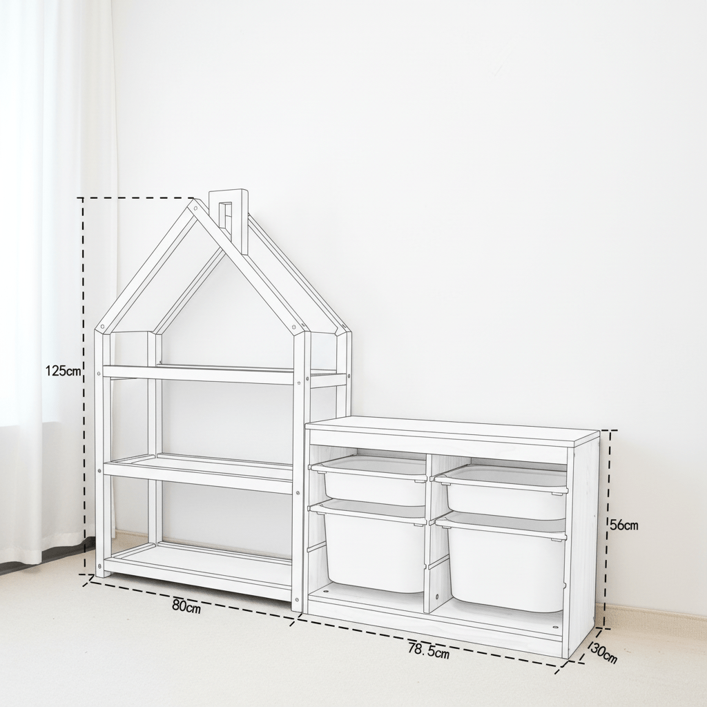 Little House Shelf｜Montessori Solid Wood Storage Set - Nidokid
