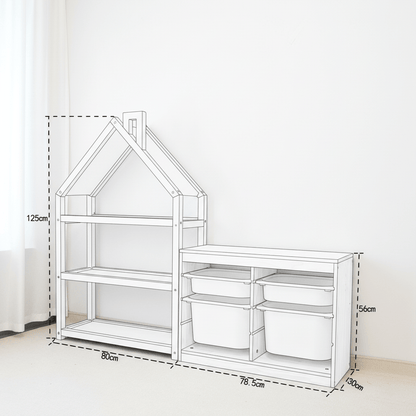 Little House Shelf｜Montessori Solid Wood Storage Set - Nidokid